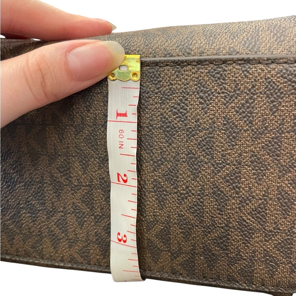 Michael Kors Marilyn Small MK‎ Logo Satchel Purse Bag Brown Blush Pink Designer - Picture 7 of 13